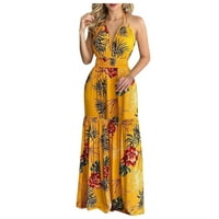Sayhi tropska haljina za plažu bez rukava bez rukava Maxi Halter Print haljina Ženska haljina Klintna