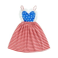 Chollius 4. jula Toddler Djevojka Djevojka Dan Neovisnosti Dress Stripes Stripes Stripes Strap party