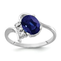 Čvrsta 14k bijelo zlato 8x ovalna safira plava rujan dragi dijamantskih rujanske prstene veličine
