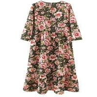 Ljetne cvjetne labave tuničke kaftane haljine za žene Boho Polka Dot haljine okrugli vrat casual midi