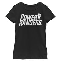 Djevojka Power Rangers Classic Munje Bolt Logo Grafički tee crni medij