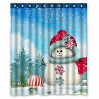 Slatki Snowman Snježni zimski pejzažni božićni vodootporni poliesterski tkanini za tuširanje