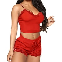 Ketyyh-Chn ženske pidžame setovi modni casual setovi Žene Svilene pidžame postavljeno crveno, l