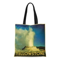 Platno Tote torba Vintage Yellowstone Stari vjerni geyser Travel Govorni kamp Kamp za ponovni torbi
