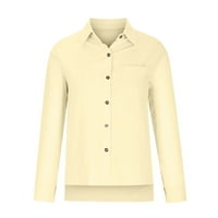 Printxy ženske košulje dugih rukava Henley V izrez Dukserice, pune boje labavi preveliki tops casual