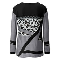 Žene Leopard Print Okrugli vrat Patchwork Pulover Bluza s dugim rukavima Majica Tops Hot6SL870509