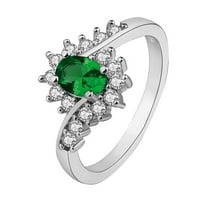 Miyuaadkai prstenovi prstenovi i muški srebrni prstenovi za žene ženske prstenove za žene za žene sjajne prstenove nakit zelena 9