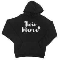 Twin mama unise crna fleece hoodie