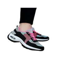 Ženske tenisice čipke up parila prozračne atletske cipele dame klizače otporne na trenere za žene zračne jastuke modne tenisice crna ružičasta 8