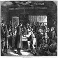 New York: Imigranti, 1870. Ninterior sa imigrantske pansion u New Yorku. Graviranje, Amerikanac, 1873. Poster Print by