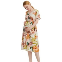 Binmer materinsku haljinu V-izrez kratki rukav cvijet haljina za materinsku haljinu