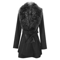 FVWitlyh plus veličine kaputi za žene Ženski reverzibilni zimski kaput sa kapuljačom Crni bež burgundija