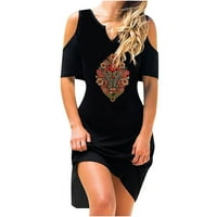 Ljetne haljine za prodaju za žene za žene s kratkim rukavima košulja s cvjetnim uzorkama V-izrez hladni
