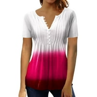 Ženska majica bluza Dugme Vintage Gradient Ispis Kratki rukav Ležerni osnovni osnovni pulover na prodaju