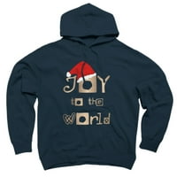 Božićni dizajn - radost svijetu u zlatnom dizajnu i crvenoj mornaričko plavoj grafičkim pulover kapuljačom