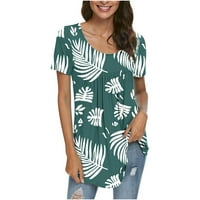 Mikilon Ženska modna štampana casual okruglica s kratkim rukavima labava majica za bluze na vrhu ženskih