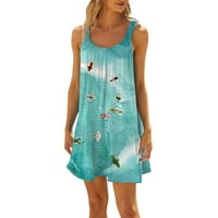 Ženska modna ljetna plaža casual print bez rukava Slatka mini overy haljina Sky Blue XL