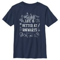 Dječak Harry Potter život je bolji u Hogwartsu ikone Grafički tee mornarički plavi medij
