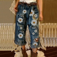 Eashery Womans Jeans ravno nona Jean Casual Solid STRETNI Slim hlače Ravne traperice za žene