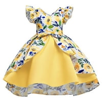 SNGXGN TODDLER Girls Haljina Flying Summer Modna modna mreža Princess Oplaća Ležerne modne odjeće Djevojke Ljetne haljine, žuta, veličina 120