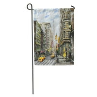 Ulje slika na platnu Street View of New York Man Garden zastava Dekorativna zastava Kuća baner