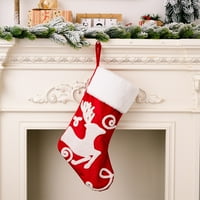 Božićne čarape ispisano crveno viseći Xmas čarapa bijela manžetna za božićni dekor Velike Xmas Božićne