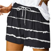 Žene elastične strugove kratke hlače za kratke ležerne prilike, lagana tiskana sa džepovima crna xxl