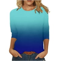 Ženske tuničke vrhove Tie-boja modni ispisani srednji rukavi okrugli vrat casual vrhovi majica pulover