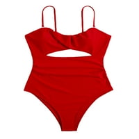 Ženske rub bate za kupanje Solid u boji bez rukava Spaghetti Strap izrezani bodysuit kupaći kupaći kostimi