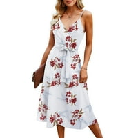 SHPWFBE Ljetne haljine za žene Boho haljina za žene Žene haljine omotač V izrez Boho cvjetni špageti