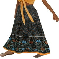 Žene elastične struke cvjetne tiskane boemske retro duge suknje