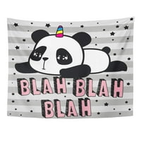 Jednorog Slatka panda Slatki znak Blah Bear Love Face Silhoueta Zidna umjetnost Viseća tapiserija Kućni