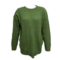 Aueoeo džemper haljina za žene, povremeni čvrsti dugi rukav šuplji izleti pleteni pulover Crewneck džemper