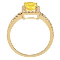 1. CT Sjajni smaragdni rez prozirni simulirani dijamant 18k žuti zlatni halo pasijans sa Accentima prsten