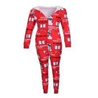 SUNISERY WOGERY SEXY s kapuljačom pidžama Onesie Tisak Bodycon kombinezon PJS patentni zatvarač za spavanje