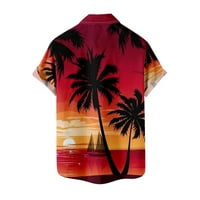 B91XZ Muške košulje Muški ljetni odmor Turizam Plaža Fashionn Trend Leisure 3D Digitalni tisak Majica s kratkim rukavima crvena, veličina XL