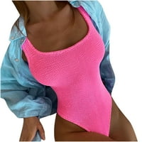Laskavi kupaći kostimi za žene odjeću za plažu plus veličine jednodijelna plaža bez kaiševa ružičasta L l
