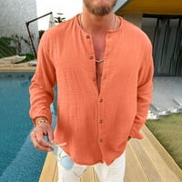 Muška košulja muško casual jesenski čvrsti preklopni majica bez rukava s dugim rukavima bluza Flannel