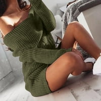FSqjgq Žene pad džemper haljine casual labava porijekla s dugim rukavima preveliki kabel pletene pulover