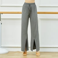 Ženske ugodne duge joge hlače Šteta širom nogu pantalone s podijeljenim malom elastičnom strukom pune