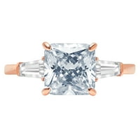 CT sjajan most simulirani plavi dijamant 14k Rose Gold Tro-kameni prsten SZ 8,75
