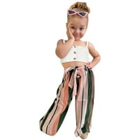 Baby Girl Summer Outfit Set Set Toddler Girls Modni suspender Vrhovi prsluke prugasti hlače Outfits