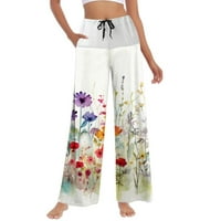 Eashery Capri pantalone za žene Dressy rastezljivi široki noga elastični struk joga plaže hlače hlače