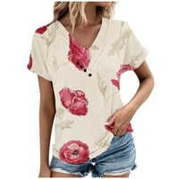 Ženski vrhovi Bluze Basic Tees Slatka majica Ženski ljetni ispisani natkriveni V-izrez Top majica s