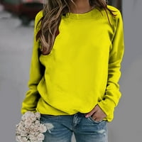 Funicet ženske košulje dugih rukava Casual Plus size Štampanje okrugle vrata Duks pulover Love Tunic Mekani lagani Top Yellow XL