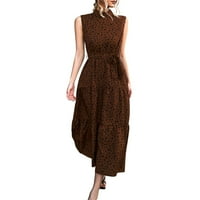 Ženske ljetne haljine Leopard Print haljine bez rukava duga haljina s kaišom casual haljinom