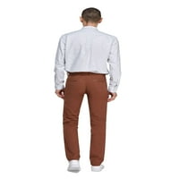 1pa muške ravno fit ravne prednje hlače pamučne ležerne pantalone smeđe 30