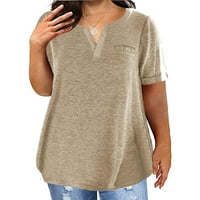 Delou ženska majica plus veličine V-izrez majica Solid Colore Loose L-5xl