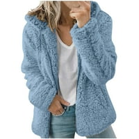 Pejock jakne za žene Zimska toplo Fleece Fuzzy Fau kaput Prevelike spajanje Otvoreni prednji kardigan