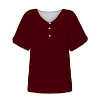 Ljetne ženske plus veličine modne casual pune košulje s kratkim rukavima Labavi tee vrhovi V izrez majica